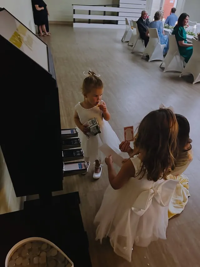 Flower girls with their keepsakes
